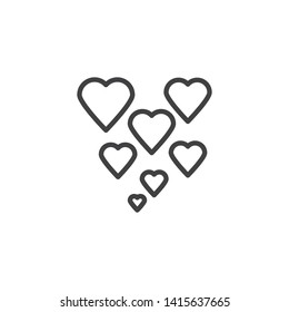 Abstract hearts line icon. linear style sign for mobile concept and web design. Love hearts outline vector icon. Valentines day symbol, logo illustration. Vector graphics