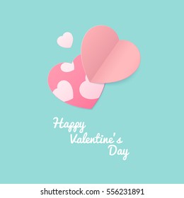 Abstract hearts on turquoise background Love romantic message for February 14.Valentines day card,banner Global love day vector illustration.