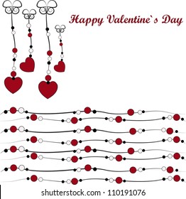 Abstract hearts on a white background with black white red circles on a white background