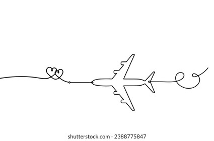 Resumen de corazones con plano como plano continuo dibujando sobre fondo blanco. Vector