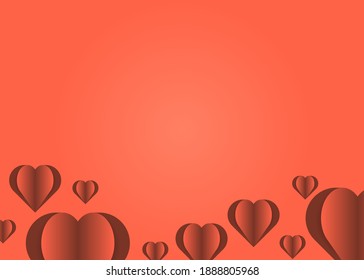 Corazones abstractos con fondo de gradiente rojo con espacio para copiar texto, adecuado para el concepto de San Valentín.