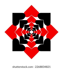 An Abstract hearts round design.
