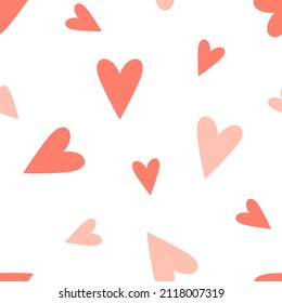 Abstract hearts seamless pattern. Romantic cute simple background with love symbol. Template for gift wrapping, paper, fabric and design vector illustration