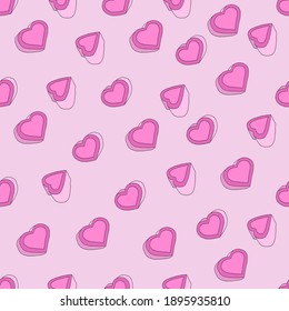 Abstract hearts seamless pattern. Vector illustration for romantic nostalgia design. Can be used for wallpaper, fills, web page background, surface textures. 