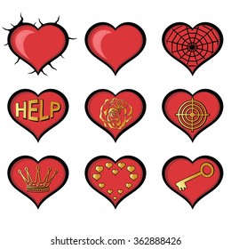Abstract Hearts. Set of useful Vector Illustrations.