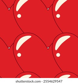 Abstract Hearts shaped Seamless Background Texture in trendy red St Valentines Day festive wallpaper