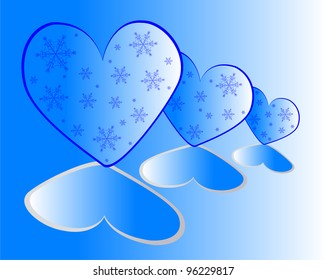 abstract hearts and snowflakes