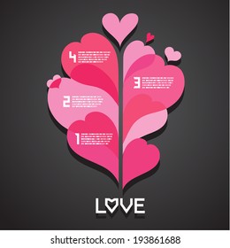 Abstract hearts template with text space, Can be used for infographics/ numbered banners/ speech bubble