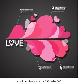 Abstract hearts template with text space, Can be used for infographics/numbered banners/speech bubble.