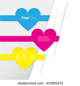 Abstract Hearts Vector Design CMYK Buttons Composition for Your Valentines Day Card