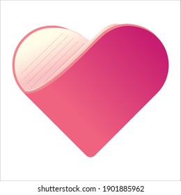 Abstract heart-shaped book vector, book love symbol, flat design isolated on white background