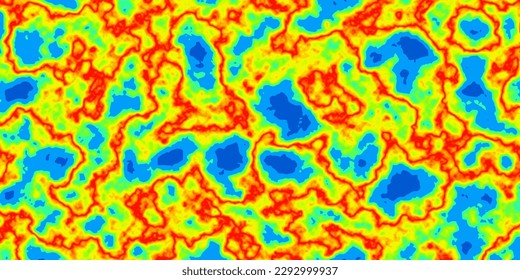 Abstract heat map vector thermal spectrum. Hot and cold temperature distribution on landscape. Infrared thermographic background. Global warming concept. Data of temperature scanner