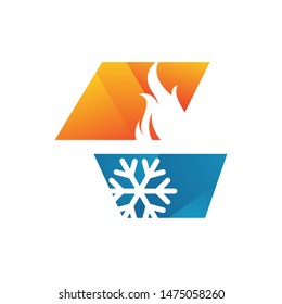 Abstract Heating And Cooling Hvac Logo Design Vector Business Company