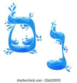 Abstract the Hebrew alphabet in the form of blue water drops