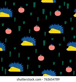 Abstract hedgehog seamless pattern background. Childish abstract craft for design card, wallpaper, album, scrapbook, holiday wrapping paper, textile fabric, bag print, t shirt etc.