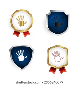 Abstract Hello Gesture Badge and Label Collection, can be used for business designs, presentation designs or any suitable designs.