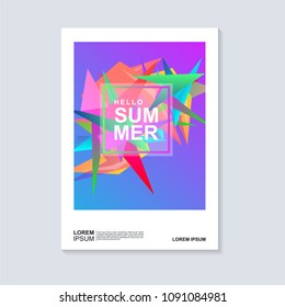 Abstract hello summer cover design with facets or geometric shape