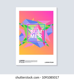 Abstract hello summer cover design with facets or geometric shape