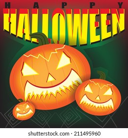 abstract helloween poster on green and red background