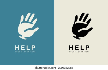 icono del logotipo de mano de ayuda abstracta. vector de mano abierta que pide ayuda para un diseño simple. bueno para el icono del logotipo, pida ayuda.