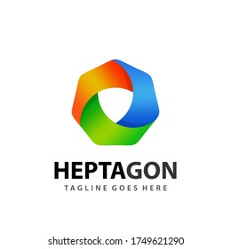 Abstract Heptagon Shield Logo Design Vector Illustration Template