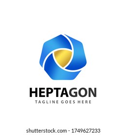 Abstract Heptagon Shield Logo Design Vector Illustration Template Stock