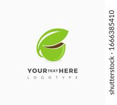 Abstract herbal cup of green tea shape concept logo. Leaf with mug logotype.	