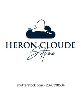 Abstract heron cloud software logo design template