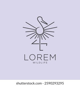Abstract Heron Stork Logo Line Style Design