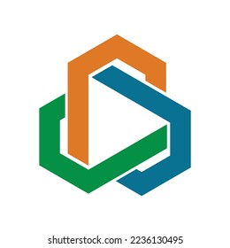 plantilla de icono del logotipo de hexágono 3 abstracto
