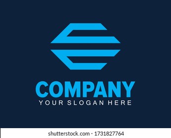 vector de diseño del logotipo de la letra e de la flecha hexagonal abstracta. icono de flecha e letra ui