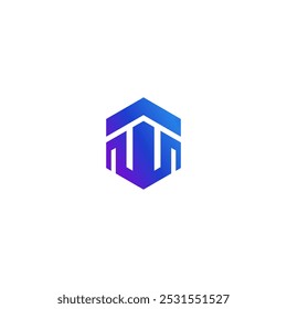 Abstractas hexágono flecha logotipo o edificio o símbolo. Ilustración vectorial 