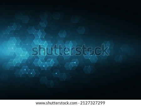 Abstract hexagon background, black and blue background. It's a vector 3D image.