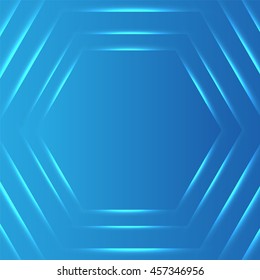 Abstract Hexagon background. Blue Light