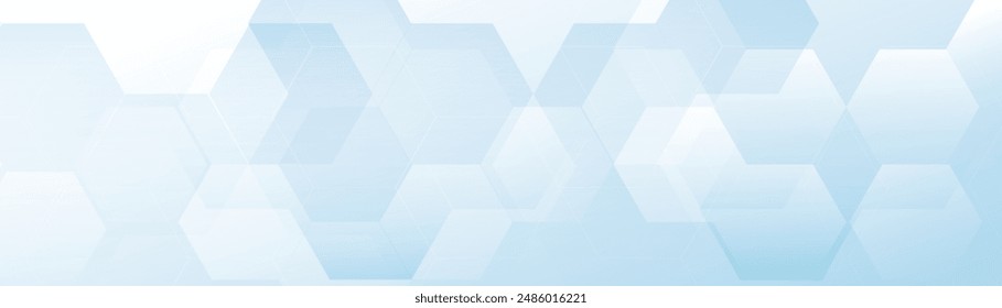 Abstract hexagon background in blue and white color. Abstract Futuristic digital high-technology banner. Vector Illustration