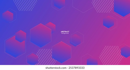 Abstractas fondo hexagonal en colores brillantes con combinación de colores degradados azul y púrpura. Colores suaves y líneas superpuestas en el fondo. Eps10