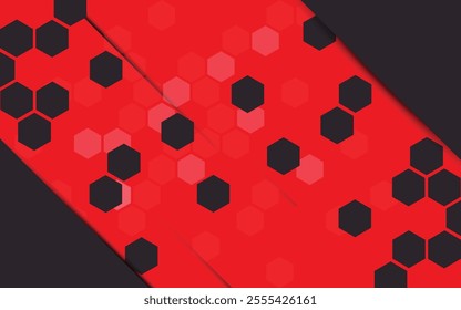 Abstract hexagon background design with red color dominance.
