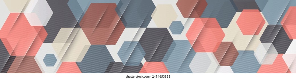 Abstract hexagon background with diagonal striped lines. Trendy geometric pattern design. Modern hexagonal texture. Suit for wallpaper, cover, header, backdrop, card, presentation