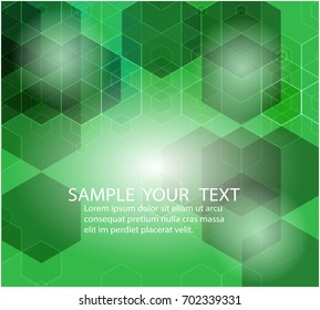 Abstract hexagon background in green color. Vector Design