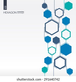 Abstract hexagon background with integrated polygons for Business Company, digital, interactive, network, connect, social media and global concepts.
