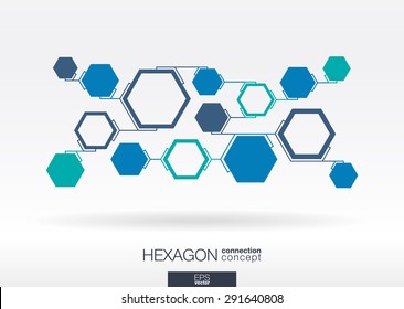 Abstract hexagon background with integrated polygons for Business Company, digital, interactive, network, connect, social media, technology and global concepts.