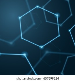 Abstract hexagon background, molecular sci fi scientific design. Graphic concept for your design.