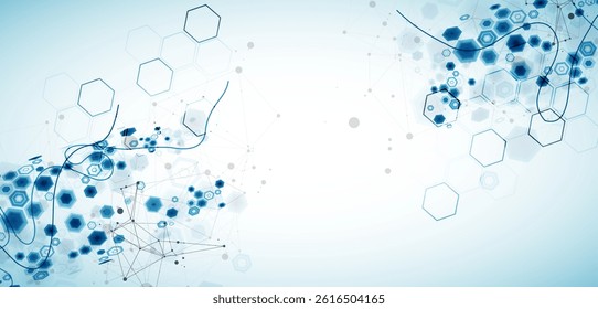 Abstract hexagon background with plexus effect for design works. Vector illustration.