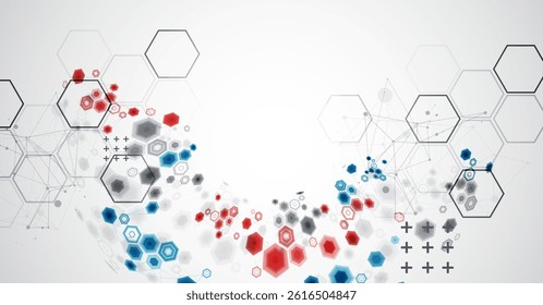 Abstract hexagon background with plexus effect for design works. Vector illustration