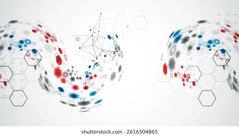 Abstract hexagon background with plexus effect for design works. Vector illustration