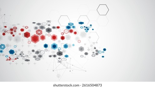 Abstract hexagon background with plexus effect for design works. Vector illustration