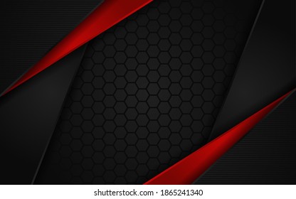 Abstract Hexagon background with red line