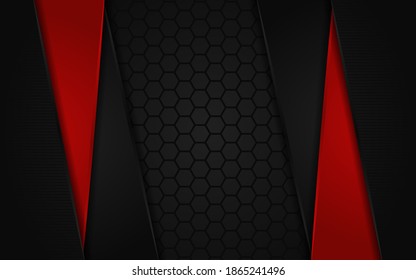 Abstract Hexagon background with red line