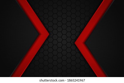Abstract Hexagon background with red line