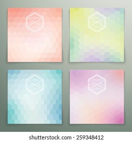 Abstract hexagon background set. Trendy background with pastel colours.